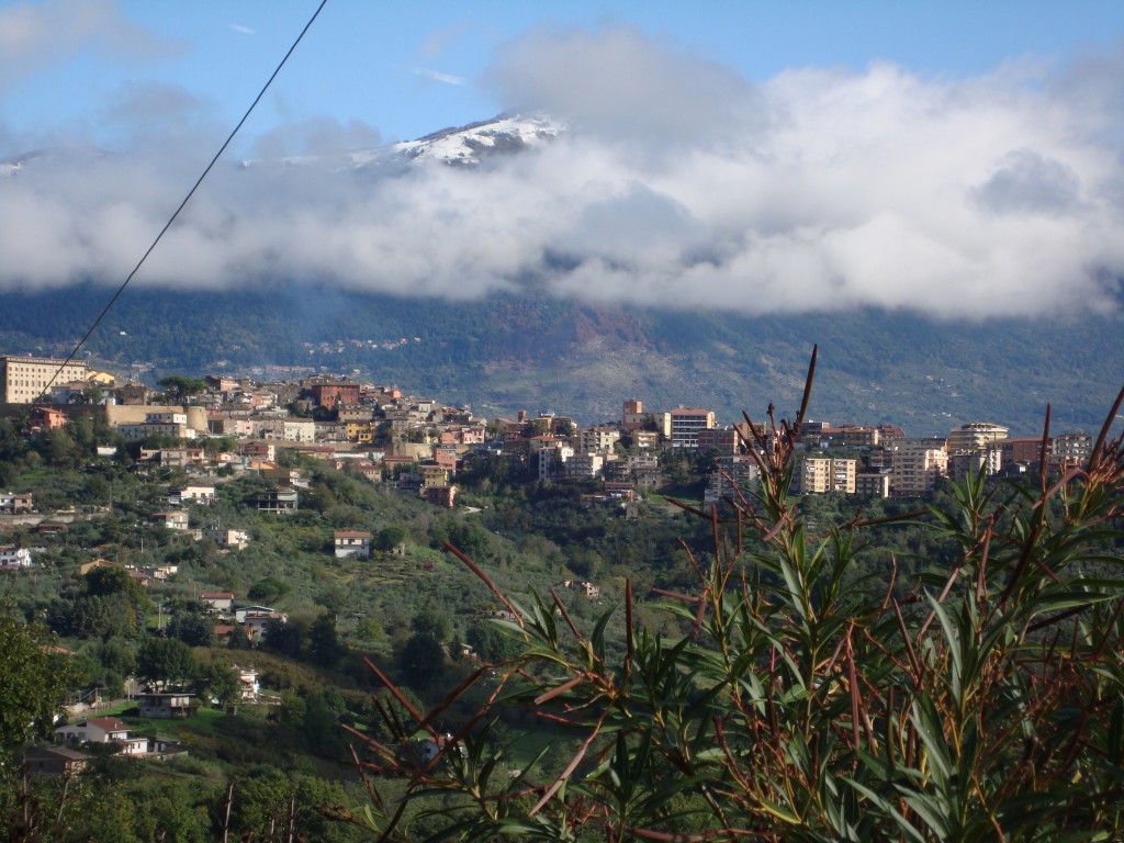 Snow on distant mountains from Lella's house